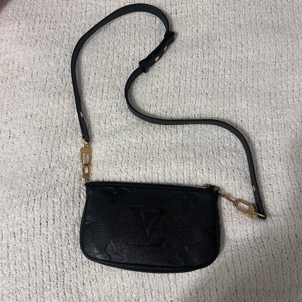 Louis Vuitton Black Crossbody Bag with Gold Accents